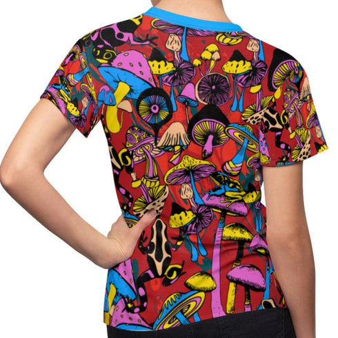 Magic Mushrooms and Frogs Women's Fitted Crewneck Tee